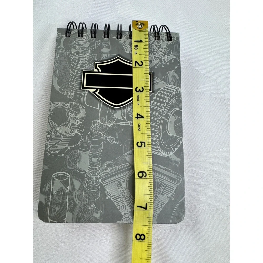 Harley-Davidson Engine Blueprint Spiral Pocket Notebook Bar & Shield Logo Grey